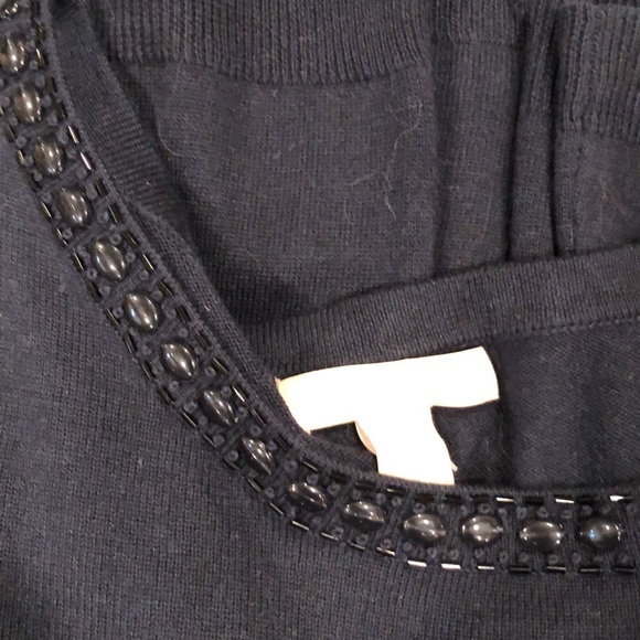 Navy Banana Republic Bejeweled Neck Sweater - Picture 4 of 6